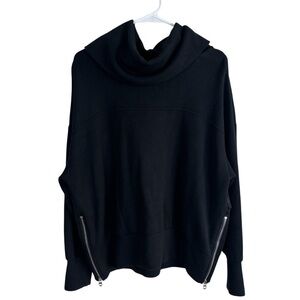 Varley Priya Longline Cowl Neck Sweatshirt Black Size Small DoubleSoft VAR01708